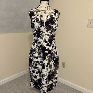 Adrianna Papell Monochrome Floral Midi Dress